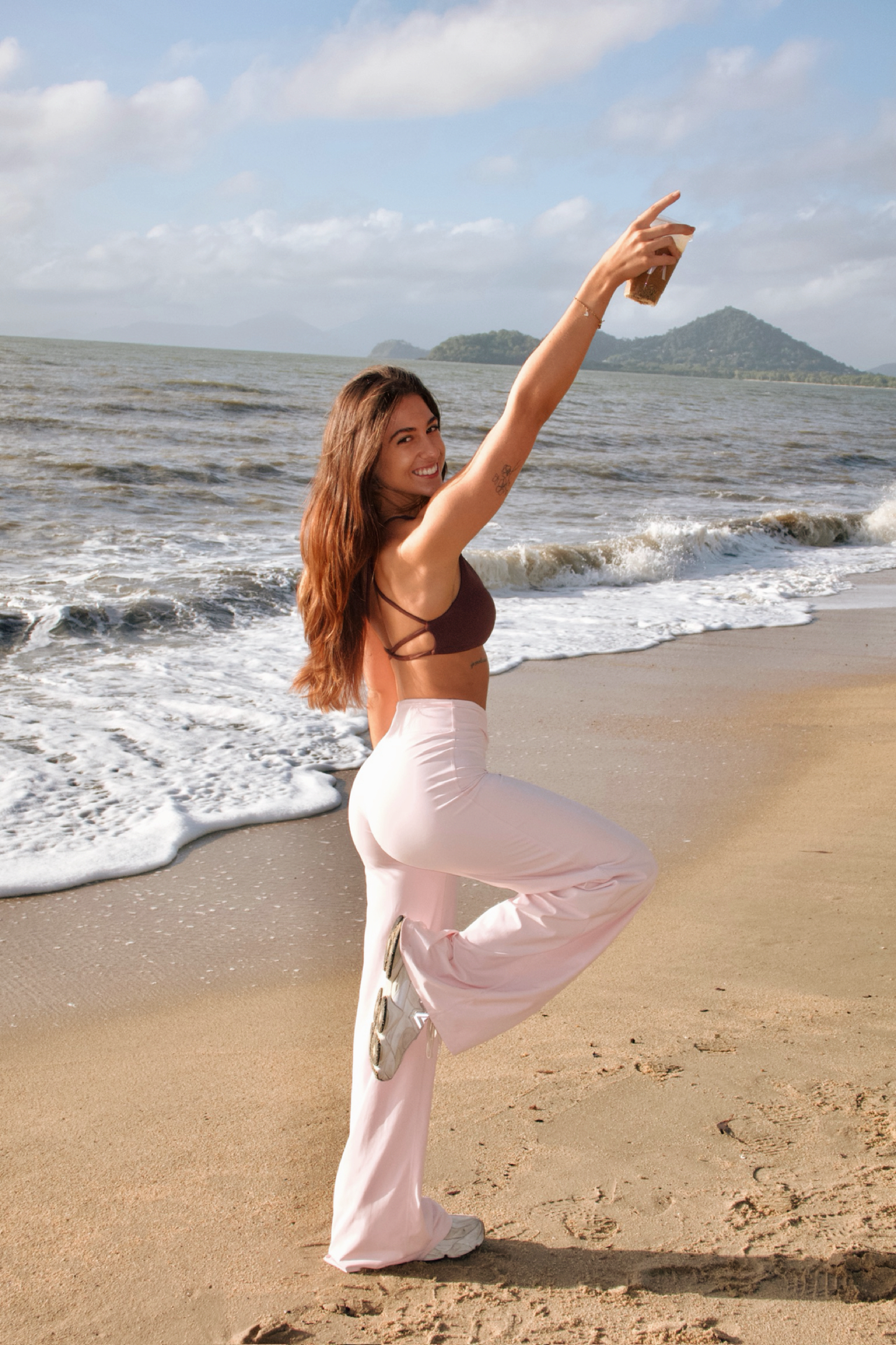 Straight leg baby pink flares