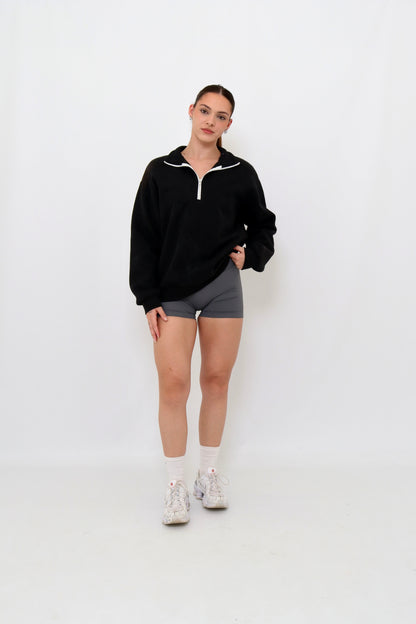 QUARTER ZIP BLACK JUMPER