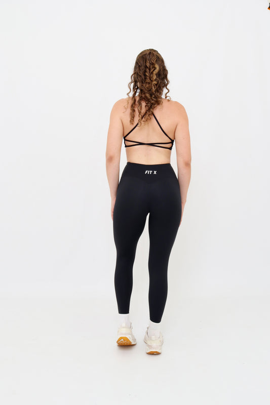 Black cross strap sports bra