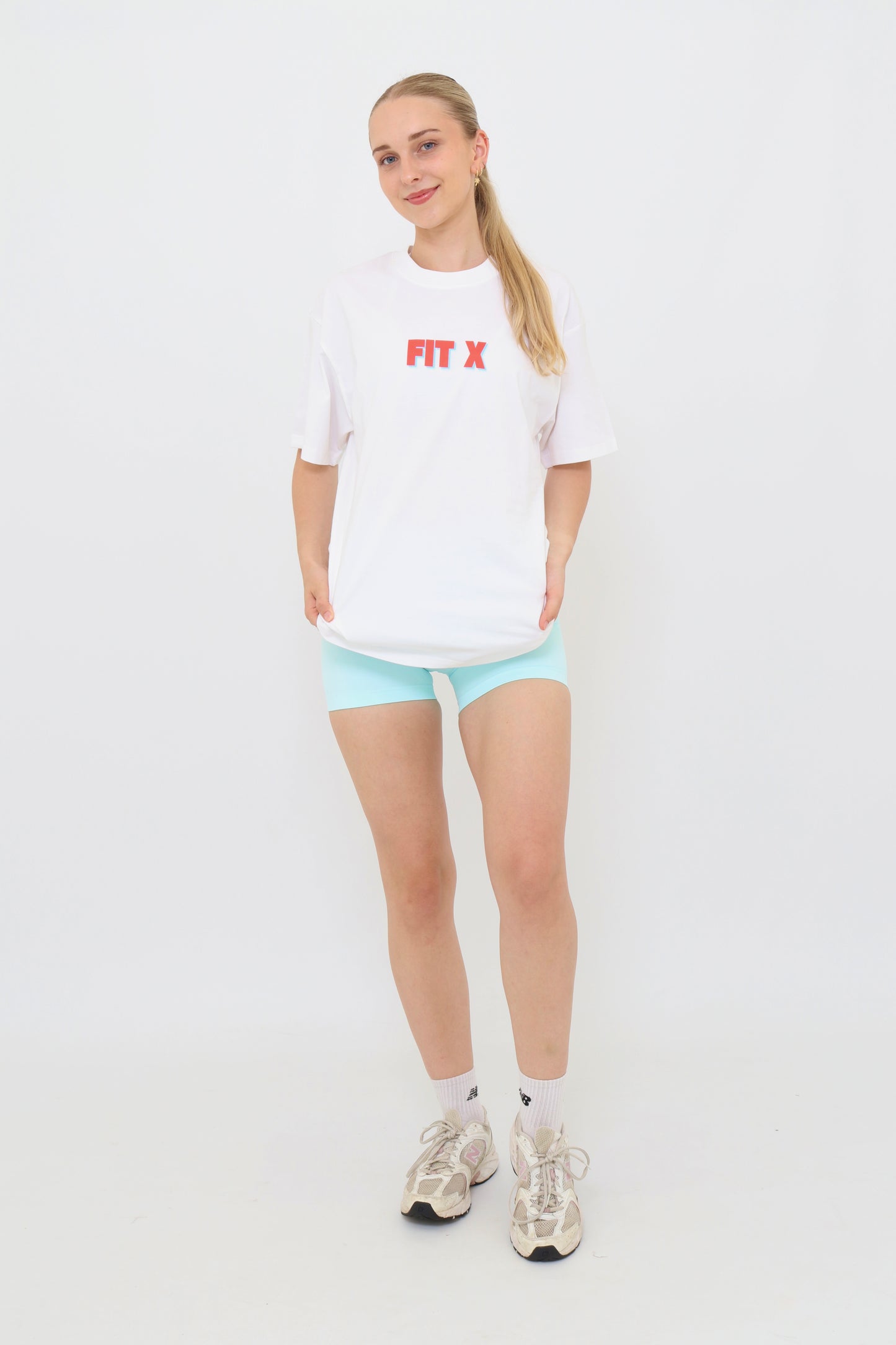 hustle white oversized tee