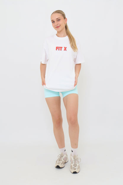hustle white oversized tee